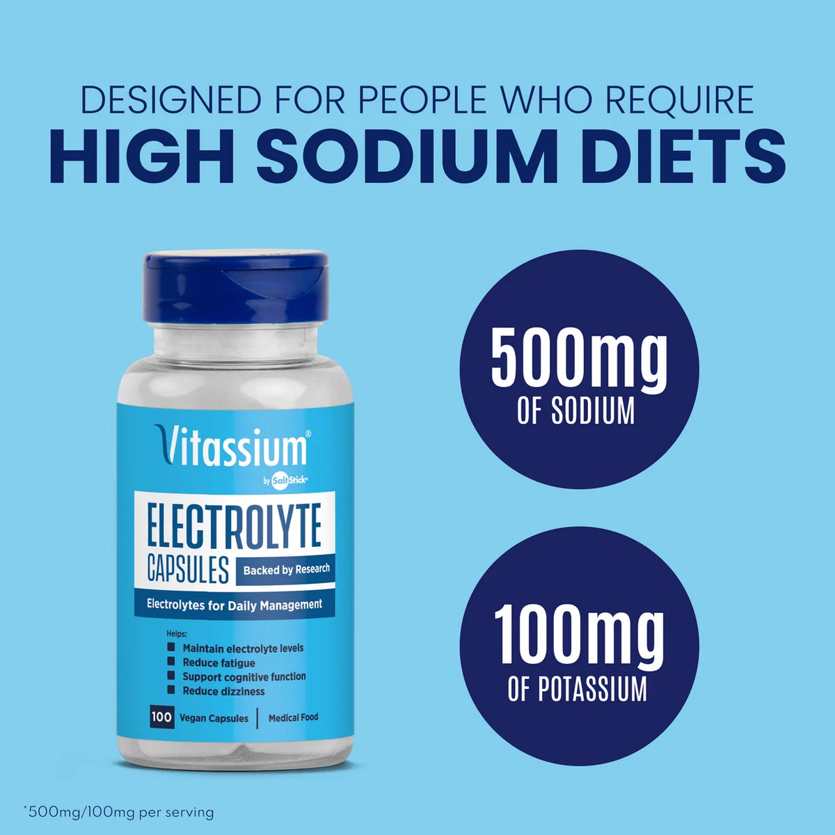 Vitassium Electrolyte Capsules - 100 Count Bottle