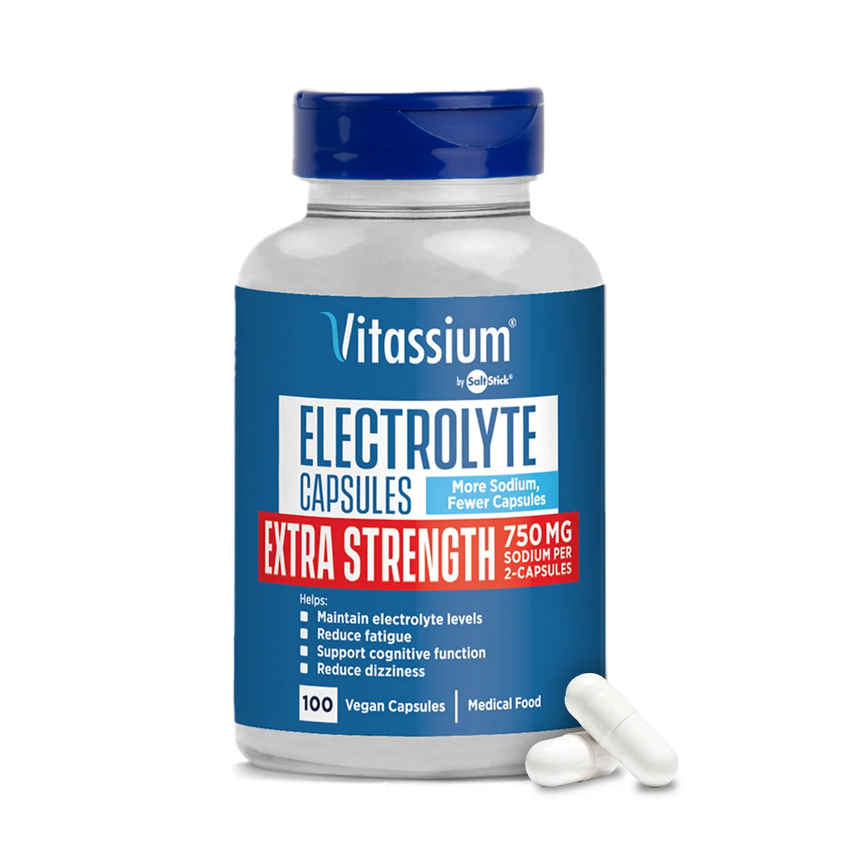 Vitassium Extra Strength Electrolyte Capsules - 100 Count Bottle
