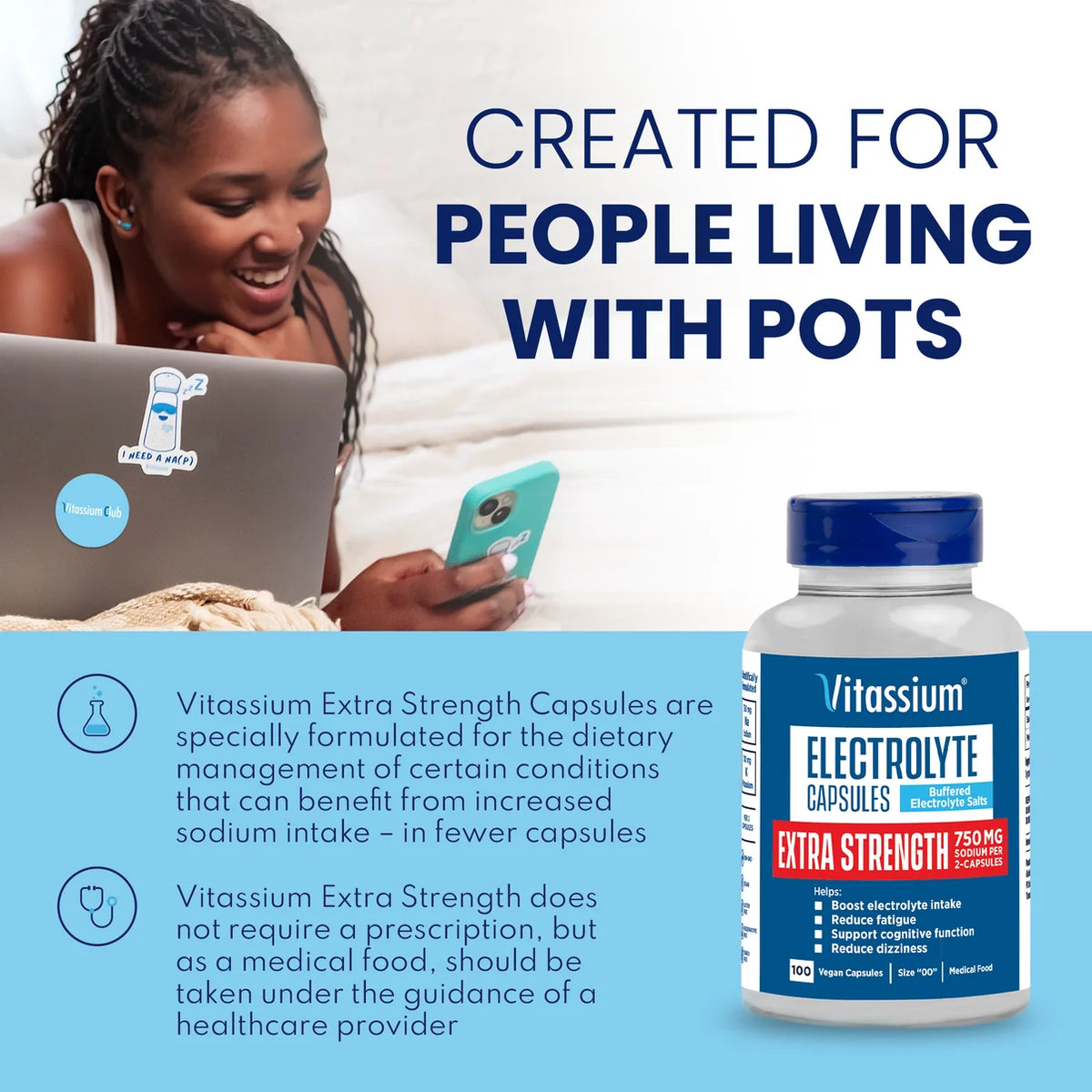 Vitassium Extra Strength Electrolyte Capsules - 100 Count Bottle