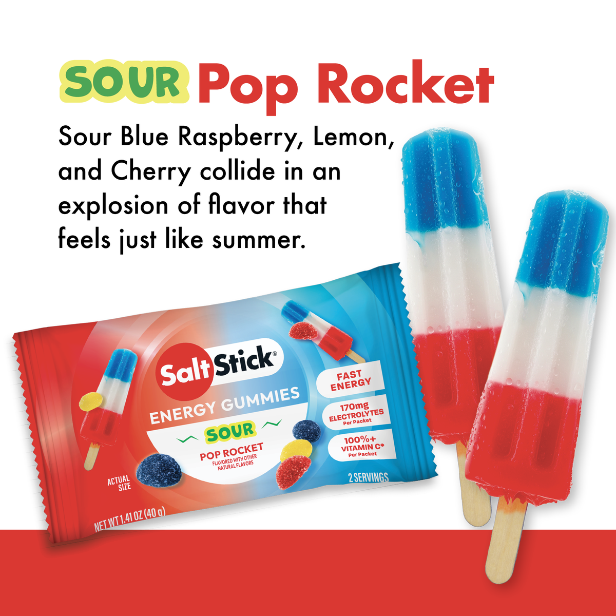 SaltStick Energy Gummies - Sour Pop Rocket