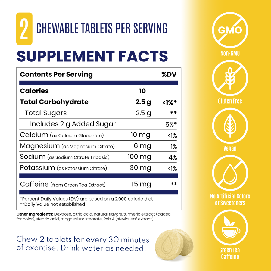 SaltStick FastChews Tropical Twist (with Caffeine) supplement facts panel